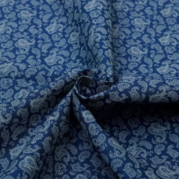 Blue Paisley Print Custom Dress Shirt Fabric - Perfect Attire