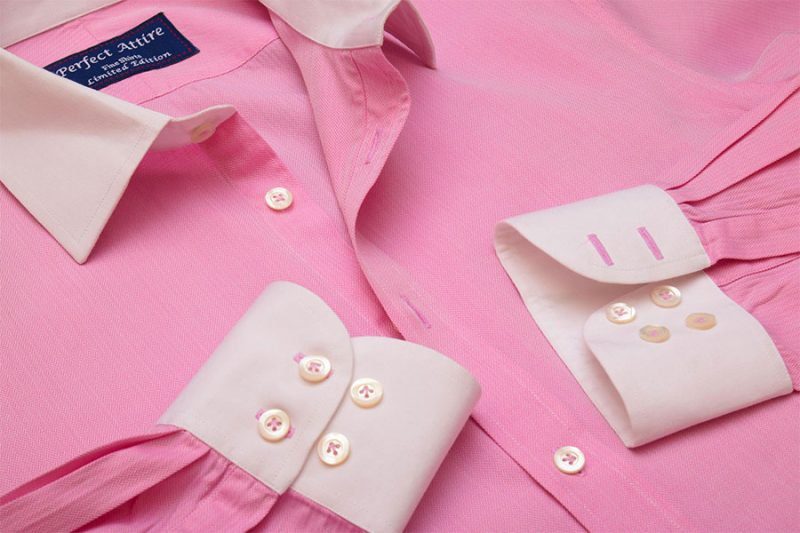 Pink Herringbone Custom Dress Shirt - Made to Measure