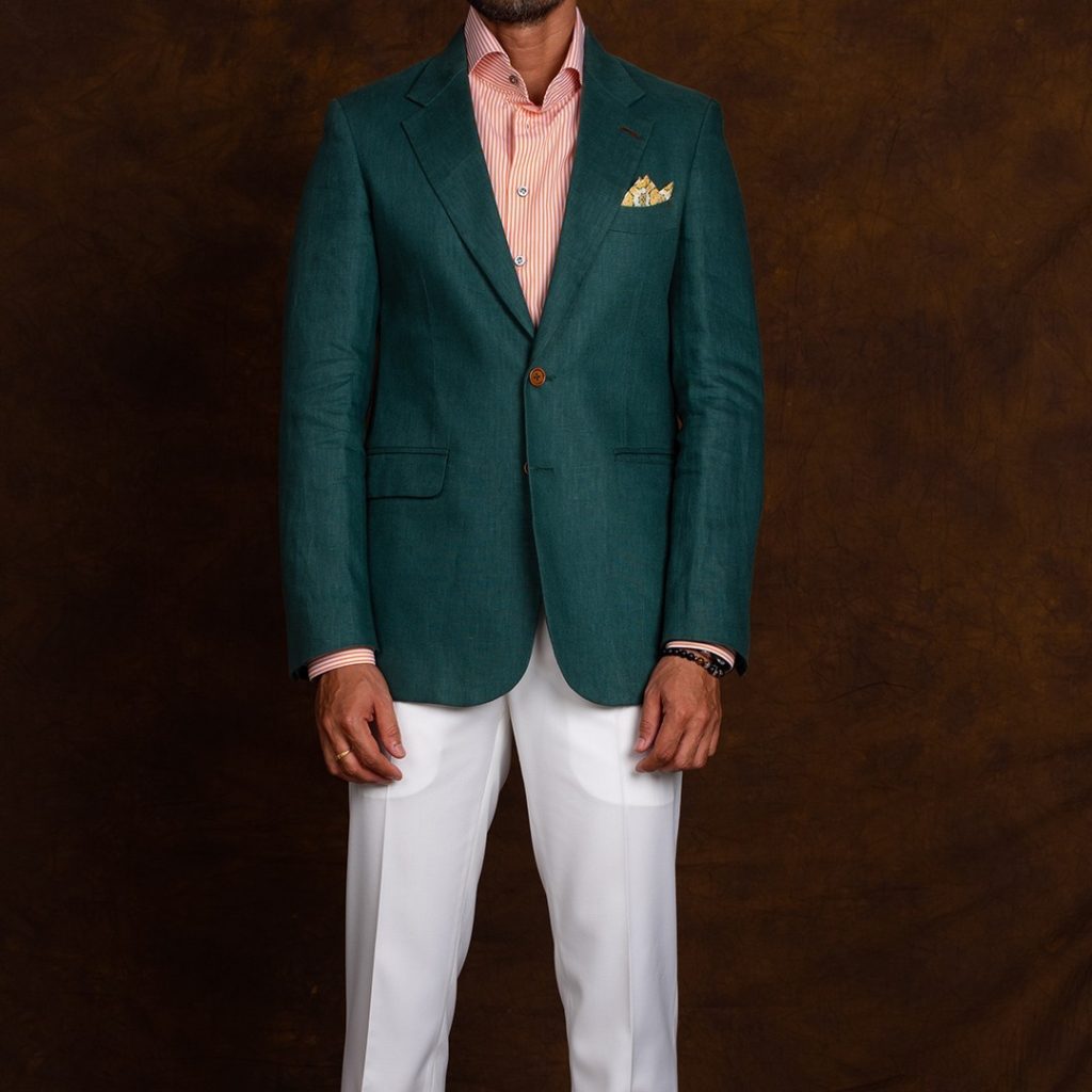 Green Houndstooth Bespoke Sports Jacket Tailored by Perfect Attire Singapore