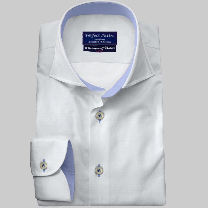 White Tailored Bespoke Business Twill Shirt Carola Series from Perfect Attire Singapore