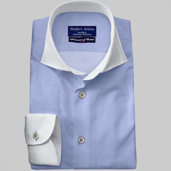 Blue Tailored Bespoke Business Twill Bankers Shirt Carola Series from Perfect Attire Singapore