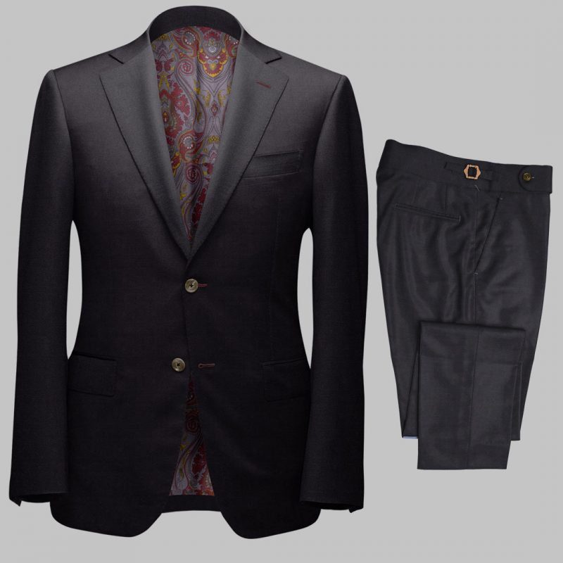 Bespoke Charcoal Tailored 2Piece Suit custom made by Perfect Attire Singpaore using fabric milled by Vitale Barberis Canonico (VBC)