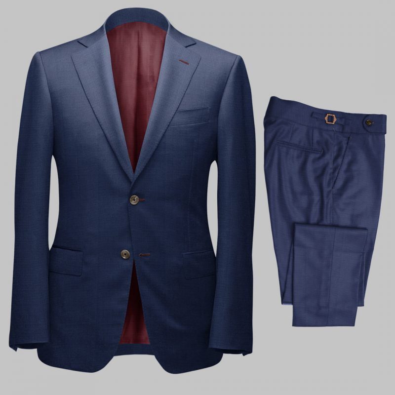 Bespoke Blue Sharkskin Tailored 2Piece Suit custom made by Perfect Attire Singpaore using fabric milled by Vitale Barberis Canonico (VBC)