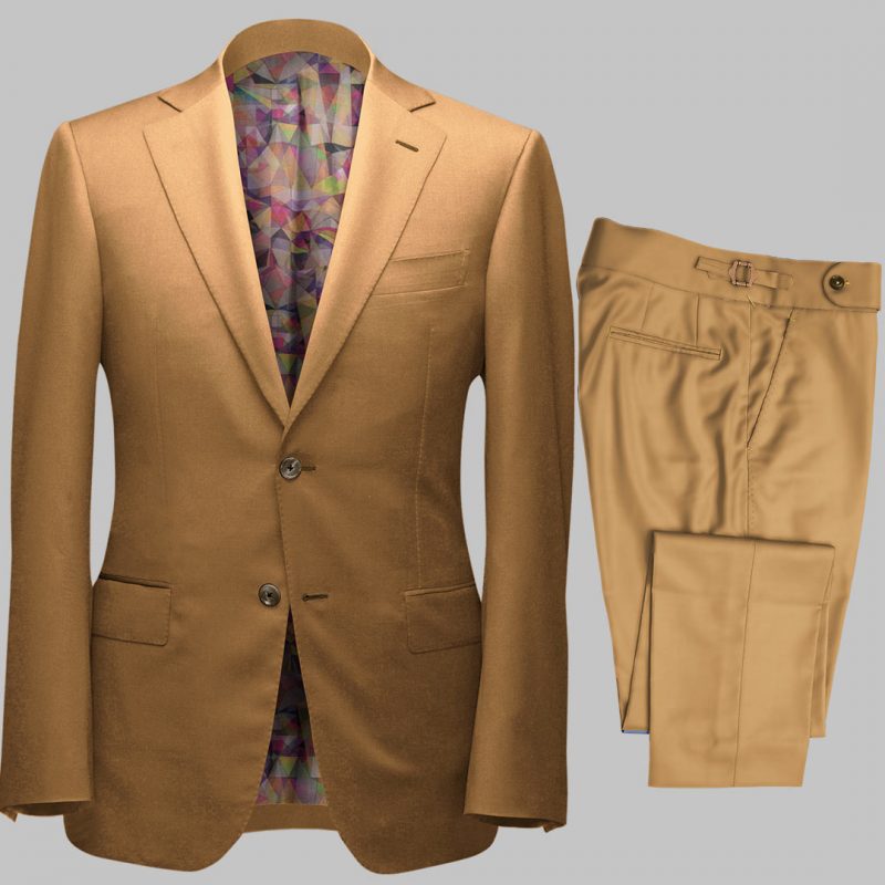 Bespoke Beige Tailored 2Piece Suit custom made by Perfect Attire Singpaore