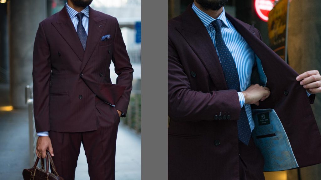 Maroon Double Breasted Jacket by Perfect Attire Singapore