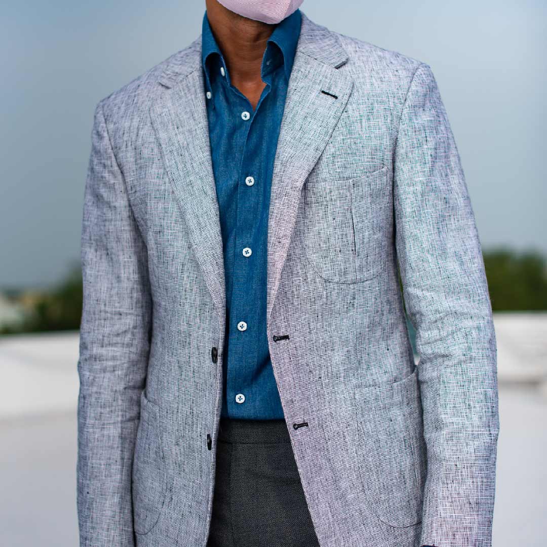 Grey Slub Linen Jacket Tailored and Bespoke by Perfect Attire Singapore
