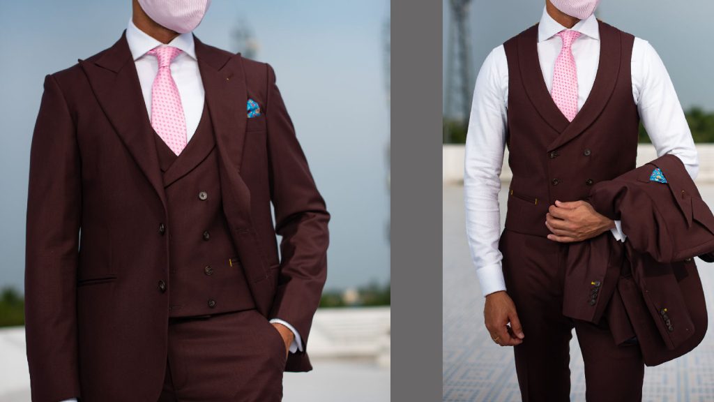 Brown Three Piece Bespoke Tailored Suit by Perfect Attire