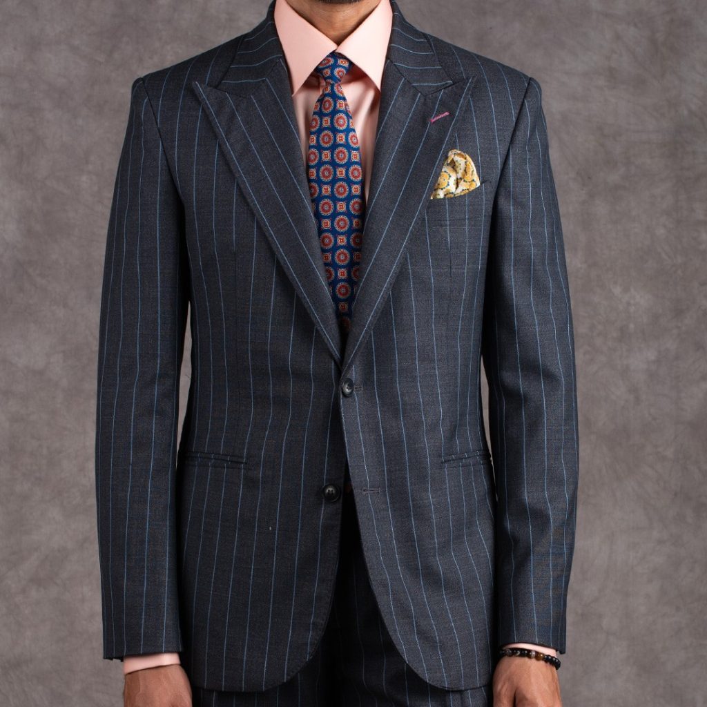 Black Pin Stripe Bespoke Tailor Made Suit tailored by Perfect Attire Singapore